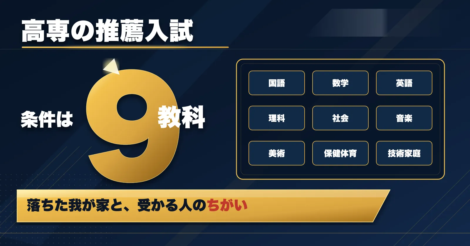 高専の推薦入試｜合格条件は9教科。落ちた我が家と受かる人のちがい
